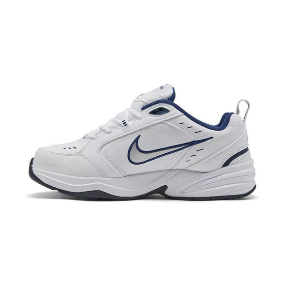 Nike Men's Wide-Width Air Monarch IV Training White / Metallic Silver Sneakers 8 - Picture 3 of 11